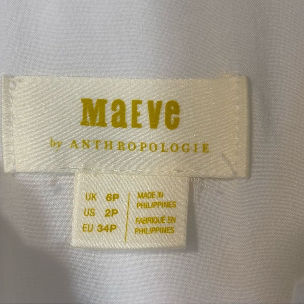 Anthropologie Maeve Women’s Elspeth Linen Button Up Shirtdress White 6P - Picture 6 of 9